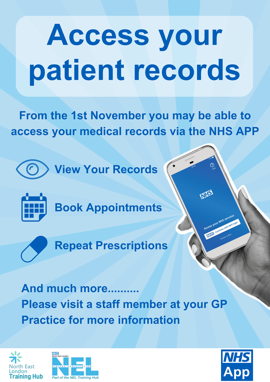 From the first of November the NHS App is changing for the better now allowing you view your records and book appointments too. Plus much more…. Download the NHS app for Android and IOS.